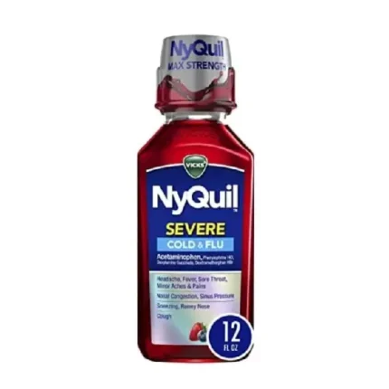 Vicks NyQuil Severe Cold & Flu Relief Liquid 354 ml للبرد والسعال