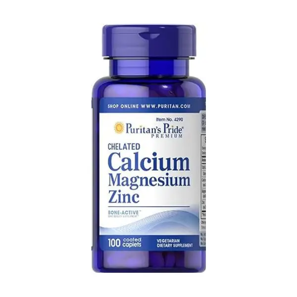 Puritan's Pride Chelated Calcium Magnesium Zinc, 100 Capsules كالسيوم ومغنيسيوم وزنك لدعم وظيفة المناعة وكثافة العظام Puritan's Pride Chelated Calcium Magnesium Zinc, 100 Capsules كالسيوم ومغنيسيوم وزنك لدعم وظيفة المناعة وكثافة العظام