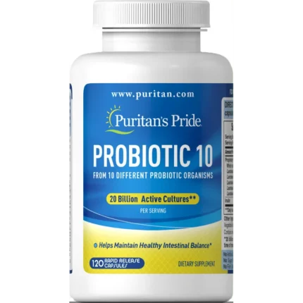 Puritans Pride Probiotic 10, 120 Count |بروبيوتيك 10لدعم الجهاز الهضمي