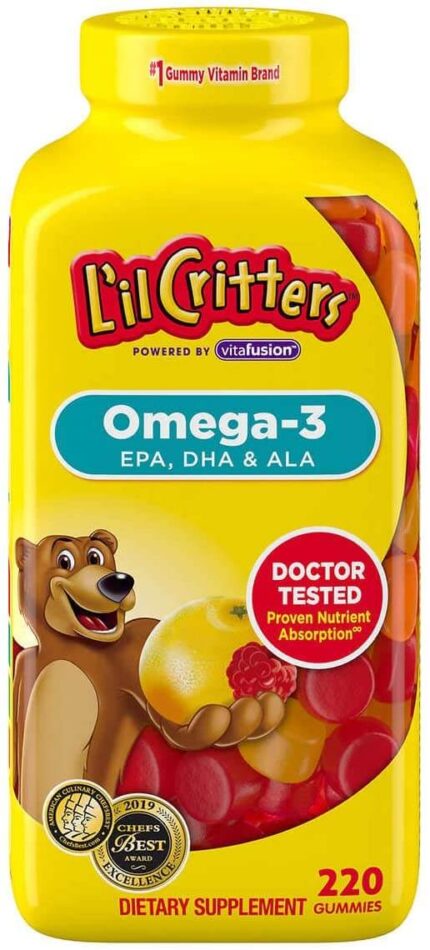 L'il Critters Omega-3 220 Gummiesأوميجا3 للمضغ لدعم صحة طفلك