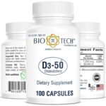 Bio Tech D3 50 (50,000 iU) Cholecalciferol 100 Capsules فيتامين د لمناعة أقوي