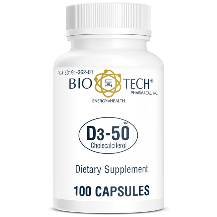 Bio Tech D3 50 (50,000 iU) Cholecalciferol 100 Capsules فيتامين د لمناعة أقوي