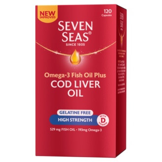 Cod Liver Oil Plus Omega-3 seven seas omega 3 Fish Oil High Strength 120 capsules | سفن سيز كبسولات اوميجا 3