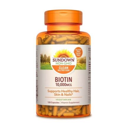 Sundown Biotin , Naturals Vegetarian 10,000mcg, 120 Capsules للشعر