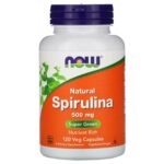 NOW® Natural Spirulina 500 mg 120 Veg Capsules سبيرولينا لتقوية المناعة