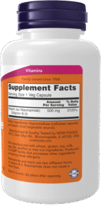 NOW® Niacinamide 500 mg 100 Veg Capsules لدعم إنتاج الطاقة