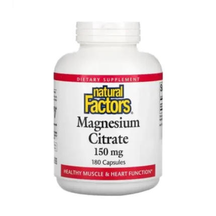 Natural Factors Magnesium Citrate 150 mg 180 Capsules مكمل غذائي لدعم وظائف العضلات