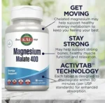 KAL Magnesium Malate 400 mg 90 Tablets لدعم وظيفة العضلات الصحية |