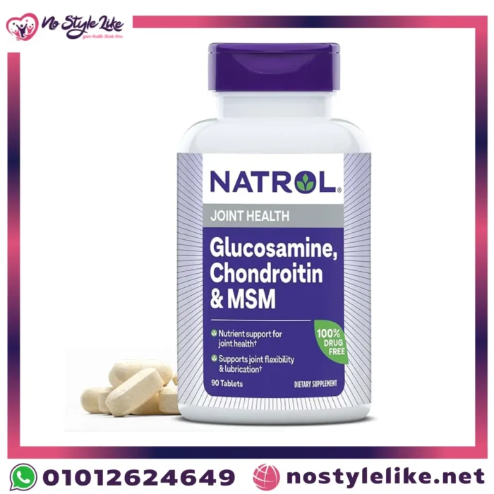Natrol Glucosamine Chondroitin MSM دعم المفاصل - العبوة الأمامية.