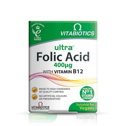 Vitabiotics Ultra Folic Acid 400 ug with Vitamin B12, 60 Tablets