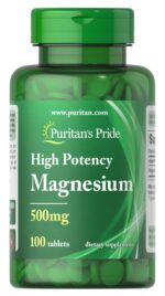 Puritans Pride Magnesium 500 mg 100 Tablets لدعم وظائف الأعصاب