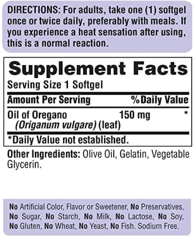 Puritan’s Pride Oil of Oregano 150 mg 90 Rapid Release مكمل غذائي متعدد الفوائد - الصورة 4