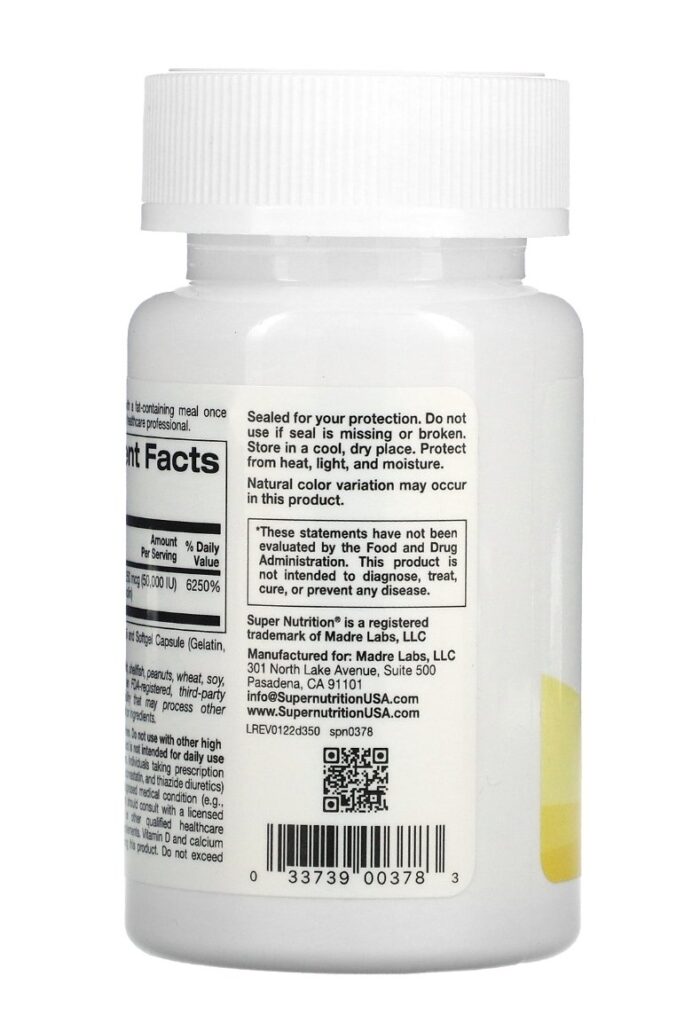 Super Nutrition, Simply One Vitamin D3 50000 IU 50 Softgel لدعم المناعة ونظام هيكلي قوي