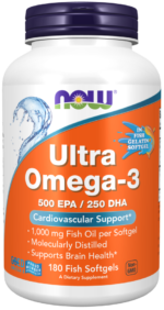 Now Foods Ultra Omega-3 Fish Oil 500 EPA 250 DHA 180 soft كبسولة هلامية أوميجا 3