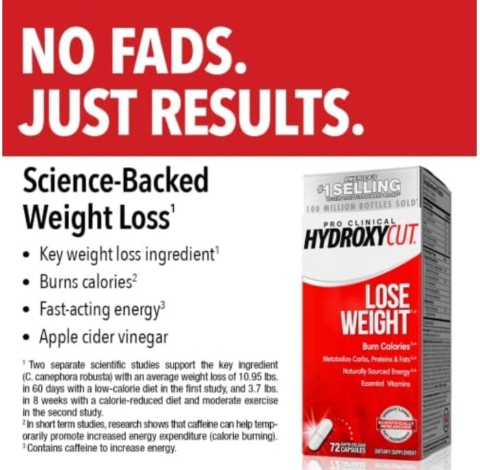 Purely Hydroxycut Pro Clinical Weight Loss Rapid Release Capsules 72ct كبسولات هيدروكسيكت برو لفقدان الوزن