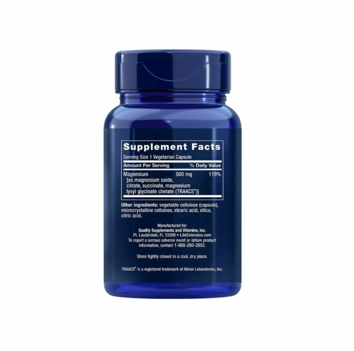 Life Extension Magnesium Caps 500 mg 100 Capsules كبسولات المغنيسيوم لدعم صحة القلب والأعصاب