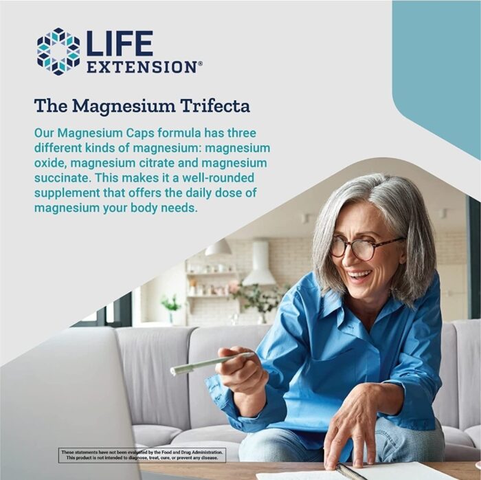 Life Extension Magnesium Caps 500 mg 100 Capsules كبسولات المغنيسيوم لدعم صحة القلب والأعصاب
