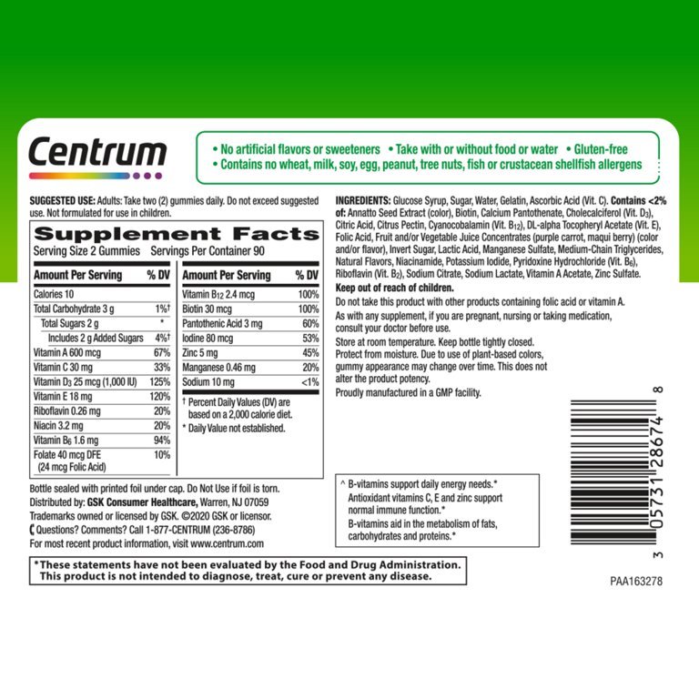 Centrum Adult Multigummies 110 gummies متعدد الفيتامينات للبالغين