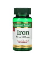 Nature's Bounty Iron 65 Mg (325 mg Ferrous Sulfate) 100 Tablets لعلاج نقص الحديد