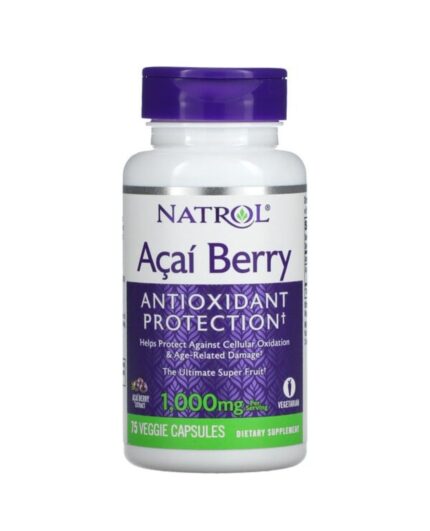 Natrol Acai Berry 1000 mg Antiosidant Protection 75 Veggie Capsules مكمل غذائي لفقدان الوزن