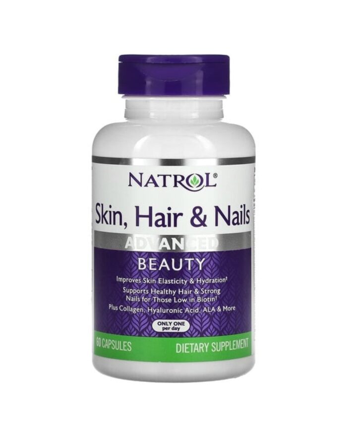Natrol Skin Hair & Nails Advanced Beauty 60 Capsules لدعم صحة الأظافر والشعر والجلد