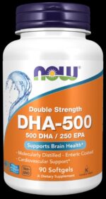 NOW DHA-500-90 softgels مكمل غذائي لدعم صحة الدماغ وتقليل الكوليسترول