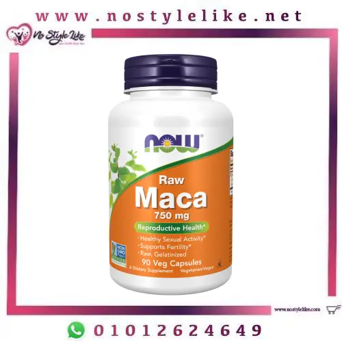 NOW Maca 750 mg Raw 90 Veg Capsules لدعم التوازن الهرموني والصحة الإنجابية للذكور والإناث