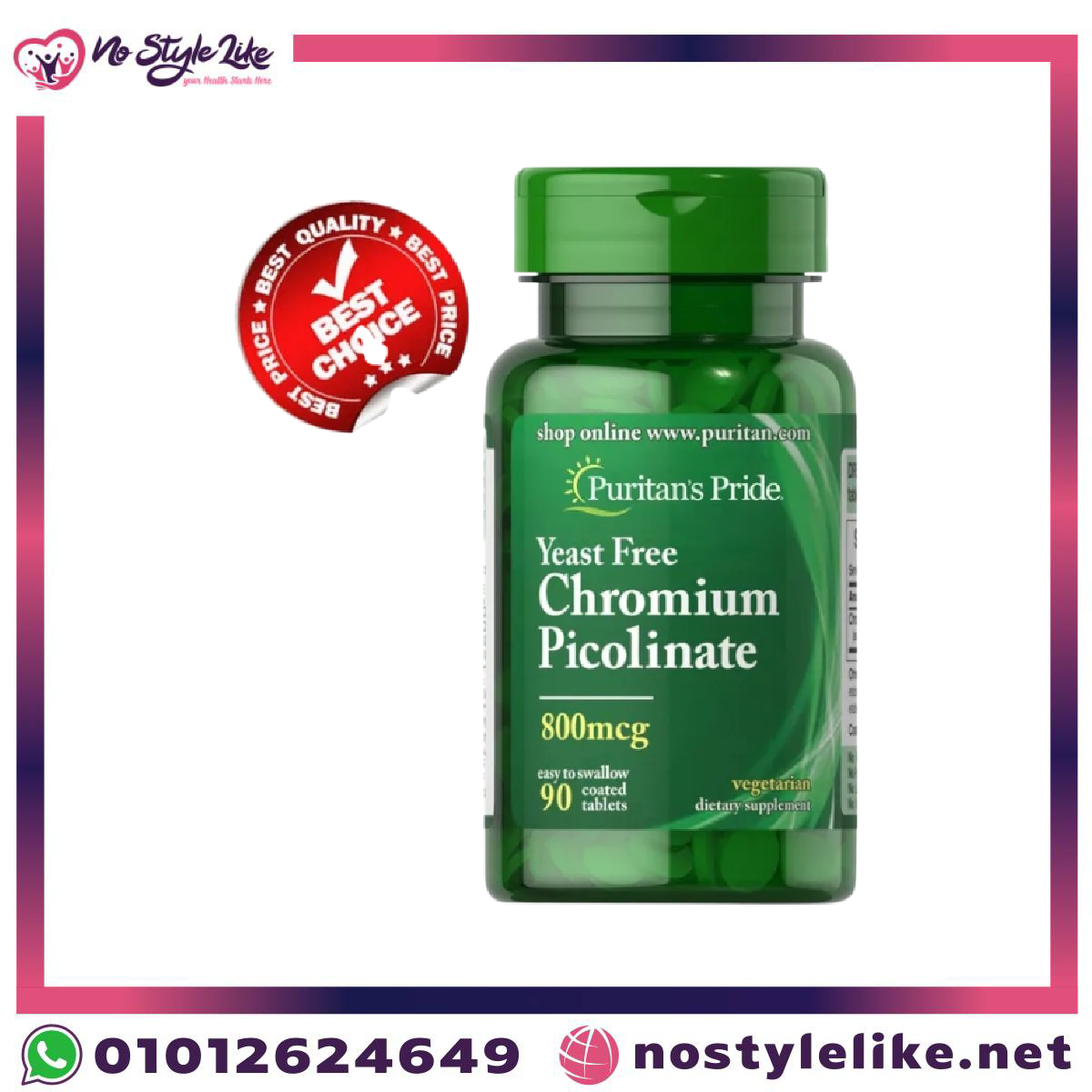 Chromium Picolinate 800 mcg trace mineral supplement bottle