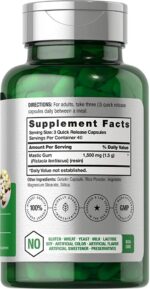 Horbäach Mastic Gum Capsules 1500 mg 100 Count مكمل غذائي من صمغ المستكة