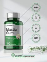 Horbäach Mastic Gum Capsules 1500 mg 100 Count مكمل غذائي من صمغ المستكة