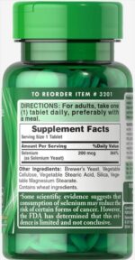 Puritan's Pride Selenium 200 mcg 100 Tablets مضاد اكسدة لتدعيم جهاز المناعة