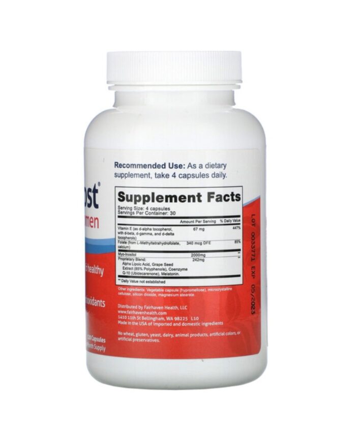 Fairhaven Health OvaBoost 120 Capsules مكمل غذائي لتعزيز الخصوبة للنساء