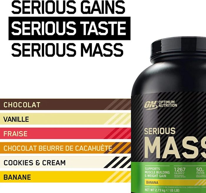 Optimum Nutrition Serious Mass 6 lbs 2.72 kg مسحوق البروتين سيرياس ماس