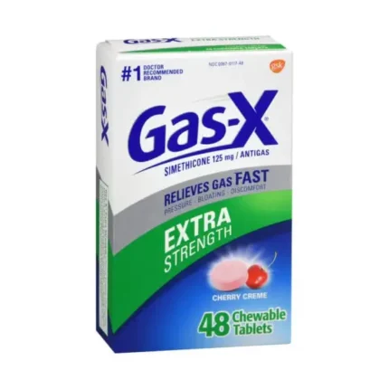 GAS-X EXTRA STRENGTH CHEWABLE CHERRY 48 CT أقراص كريم الكرز فائقة القوة للمضغ للتخلص من الغازات