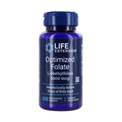 Life Extension Optimized Folate (l-methylfolate), 1000 Mcg,100 Tablets الفوليك لصحة القلب والأوعية الدموية (نسخة)