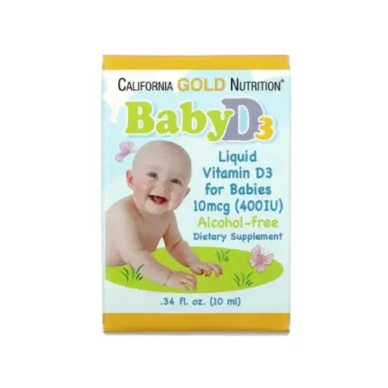 Baby Vitamin D3 Liquid 10 mcg (400 IU) 0.34 fl oz (10 ml) لعلاج نقص فيتامين د3