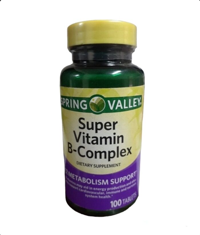 Spring Valley Super Vitamin B-Complex 100 Tablets فيتامين ب المركب لصحة القلب والمناعة والجهاز العصبي