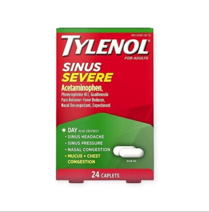 Tylenol Sinus Congestion Pain Severe 24 Caplets لعلاج احتقان الجيوب الأنفية