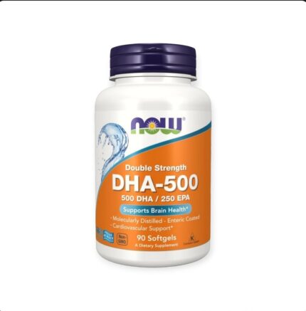 NOW DHA-500-90 softgels مكمل غذائي لدعم صحة الدماغ وتقليل الكوليسترول