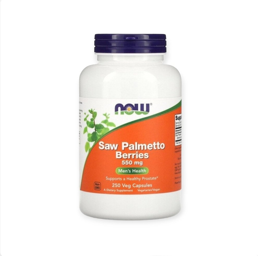 NOW® Saw Palmetto Berries 550 mg 250 Veg Capsules يدعم صحة البروستاتا