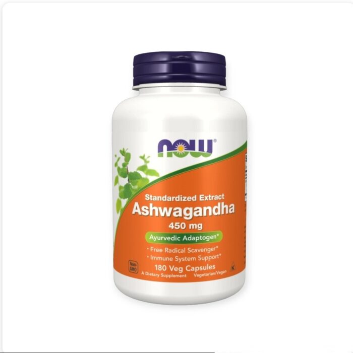 NOW® Ashwagandha 450 mg 180 Veg Capsules اشواغاندا لدعم المناعة وتعزيز الطاقة