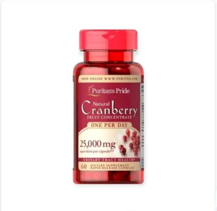 Puritan's Pride Cranberry 25000 mg One Pur Day 60 Capsules مكمل التوت البري