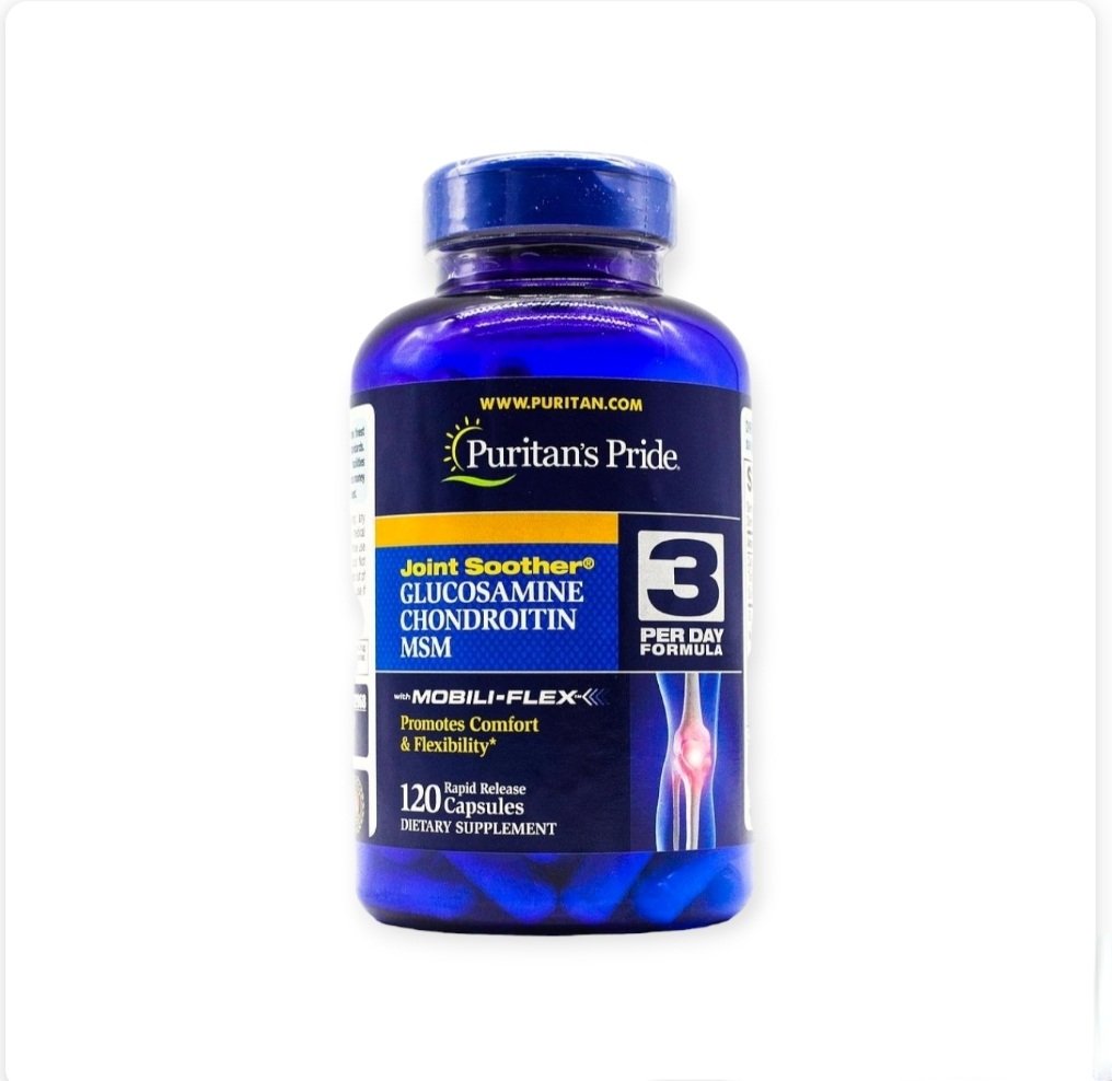 1000124258.jpg Puritan's Pride Glucosamine Chondroitin MSM-40Serv.-120 CAPSULES مكمل غذائي لدعم صحة المفاصل - الصورة 1