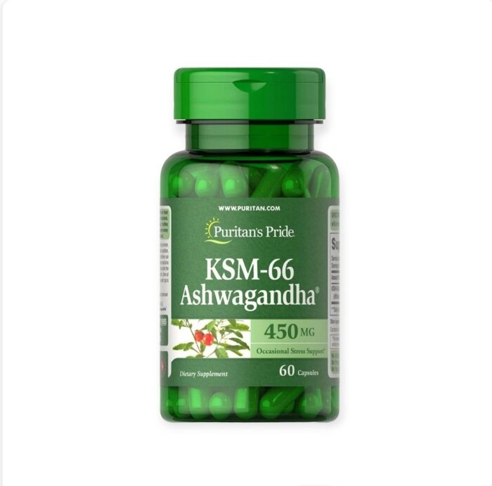 Puritan's Pride KSM-66 Ashwagandha 450 mg 60 Capsules للحد من التوتر والقلق وزيادة التركيز