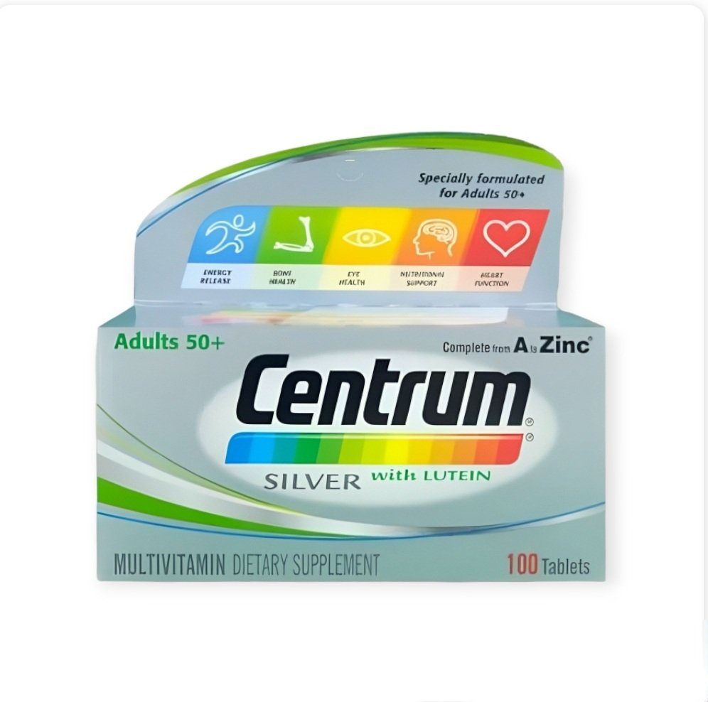 Centrum Silver Adults 50+ Lutein 100 Tablets للحفاظ على تقوية عضلة القلب Centrum Silver Adults 50+ Lutein 100 Tablets للحفاظ على تقوية عضلة القلب