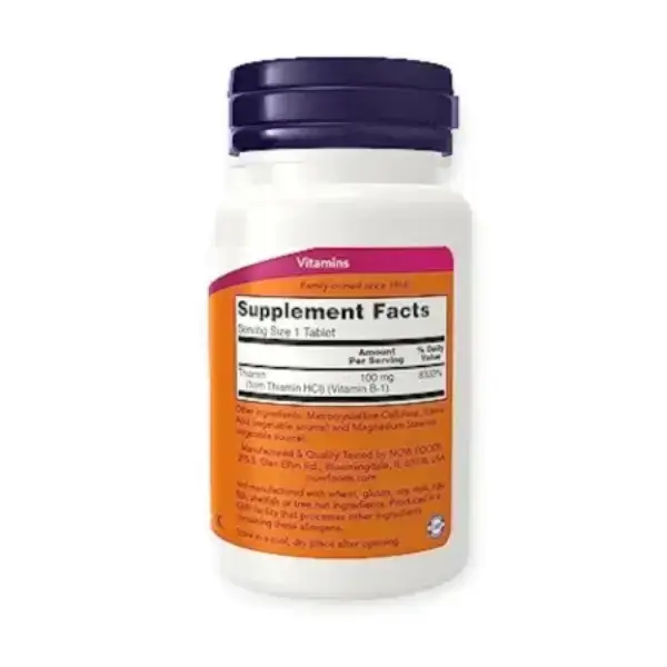 NOW Vitamin B-1 100mg 100 Tablets علاج نقص فيتامين ب1