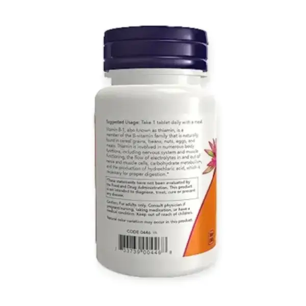 NOW Vitamin B-1 100mg 100 Tablets علاج نقص فيتامين ب1
