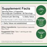 Ox Bile Acid Salt 1000 mg 120 capsules مكمل غذائي مخصص في حالات عدم وجود مرارة
