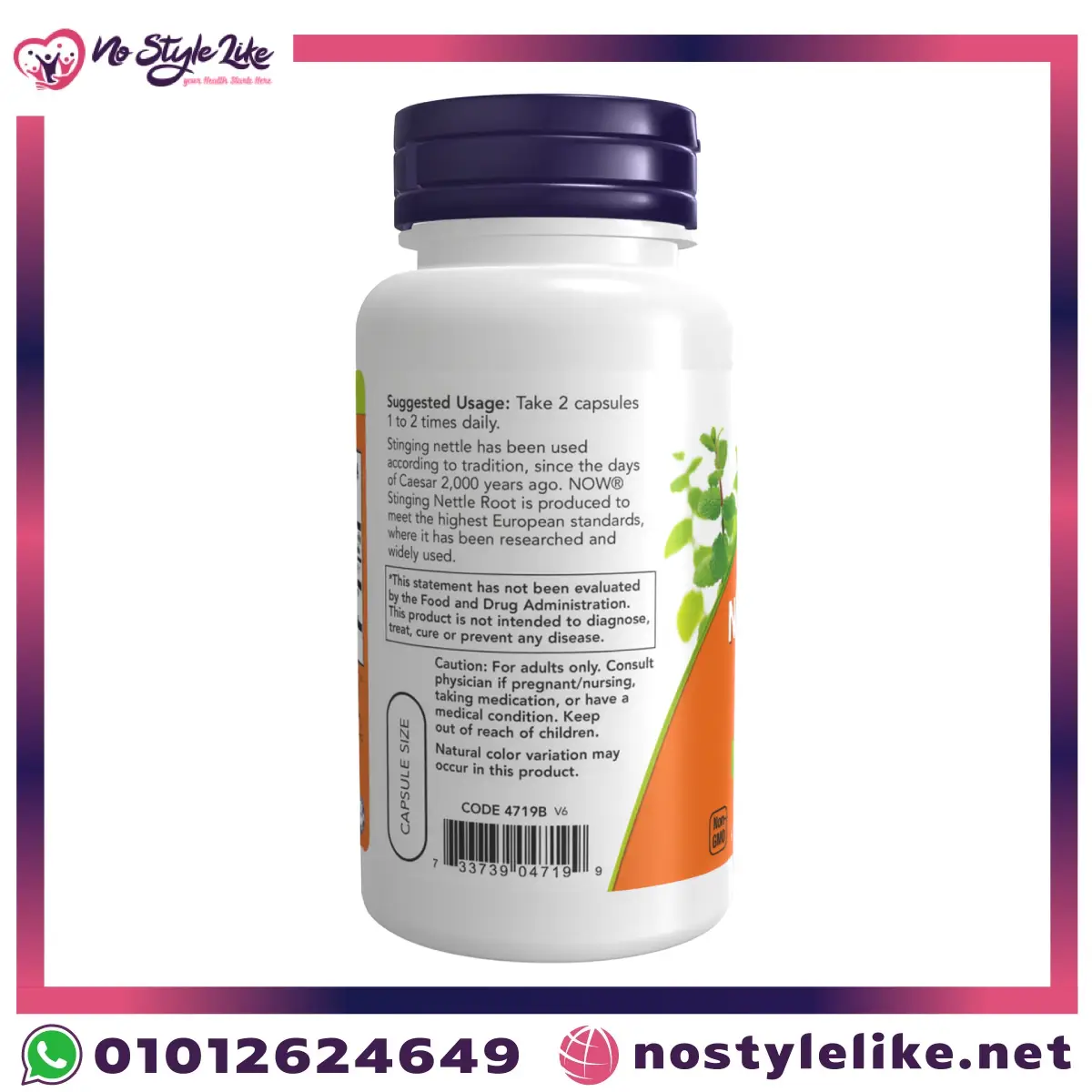NOW Stinging Nettle Root Extract 250 mg 90 Veg Capsules مكمل جذور القراص عبوة ناو ستينجينغ نيتل روت اكستراكت 250 مجم لدعم صحة البروستاتا