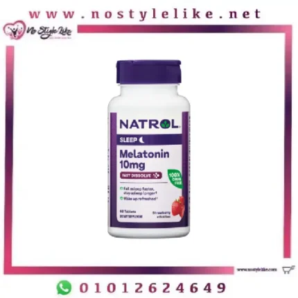 Natrol Melatonin Fast Dissolve Strawberry 10mg 20 Tablets أقراص ميلاتونين بنكهة الفراولة سريعة الذوبان لنوم هادىء ومريح